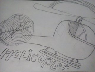Alexander Kwesi; A Helicopter, 2018, Original Drawing Pencil, 210 x 297 mm. Artwork description: 241 A representation of a helicopter with the word helicopter...
