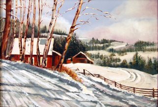 Susan Moore; Elephant Mountain Ranch, 1987, Original Painting Oil, 36 x 24 inches. Artwork description: 241  Snow scene of anch outside of Missezula Lake, interior British Columbia, Canada ...