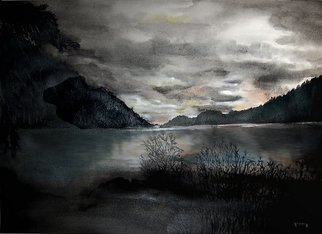 Susan Moore; Missezula Lake Sunset, 2007, Original Printmaking Giclee, 30 x 21 inches. Artwork description: 241  Sunset over Missezula Lake, British ColumbiaOriginal in watercolourGiclee prints of various sizes from 8 x 7 to 40 x 35 starting at $27. 00 US and up. Go to URL ```````````````````````````` 
