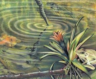 Susan Moore; Unicorn, 2004, Original Printmaking Giclee, 16 x 14 inches. Artwork description: 241 Reflection of Unicorn in a pond with fish, frog and flora. Fantasy realism in nature. Giclee prints of various sizes from 8 x 7 to 40 x 35 starting at $27. 00 US and up. Go to URL ```````````````````````````` 