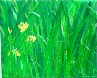 Guy Octaaf Moreaux, 'Yellow Iris', 2004, original Painting Oil, 62 x 50  x 3 inches. 