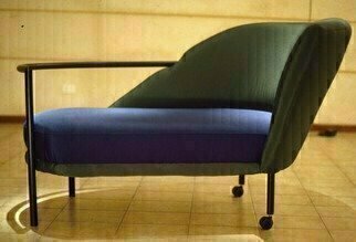 Guy Octaaf Moreaux, 'Chaise Longue Elie', 1990, original Furniture, 143 x 87  x 130 inches. Artwork description: 2103 Metal frame, foam and tissue   two wheels which allow one to move and turn the chaiselongue easily.  Very light weight.Excellent for relaxation and reading. ...