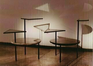 Guy Octaaf Moreaux, 'Coffee Table Alas', 1991, original Furniture, 50 x 62  x 50 inches. Artwork description: 2103 Metal, granit and glass.  The two moving parts allow you to approach a table to your seat and makes it more comfortable.  Neofifties.Buenos Aires 1987 1993...