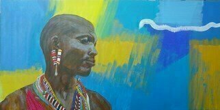 Guy Octaaf Moreaux, 'Diani Beachboy', 2019, original Painting Acrylic, 60 x 30  x 2 inches. Artwork description: 1758 Diani is a beachtown on the Kenyan coast.  Beachboys are men who roam the beach in order to sell goods.  Most of them in Kenya are Masai who sell masai artefacts.  Sometimes they are nice, other times they can be pushy and annoying with their insistence.  It ...