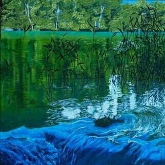 Guy Octaaf Moreaux; Plitvice, 2021, Original Painting Oil, 80 x 80 cm. Artwork description: 241 Plitvice National Park in Croatia.  I was dumbstruck by the beauty of the place.Oilpaint on 3D stretched canvas. ...