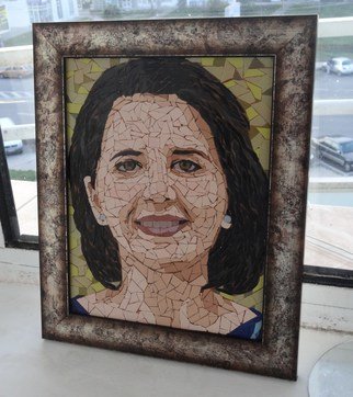 Diana  Donici; Woman Portrait, 2013, Original Mosaic, 25 x 34 cm. Artwork description: 241     Portrait of a woman made in mosaic, after a photo, with glass tiles.    ...