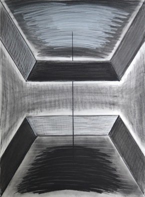 Mircea  Popescu; Vertical I, 2014, Original Drawing Charcoal, 22 x 30 inches. Artwork description: 241                  Abstract, Postmodern, Minimalism,            Postmodern, Minimalism, Mixed media               Wood and plaster              ...