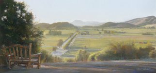 Steven Gordon; Martini Bench, 2011, Original Giclee Reproduction, 40 x 19 inches. Artwork description: 241  The Bench where friends join on Fridays for a martini in Yountville in Napa Valley Wine Country ...