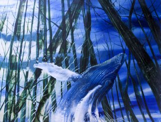 Rafal Mruszczak; Humpback, 2015, Original Painting Oil, 100 x 70 cm. Artwork description: 241 sea, blue, splash, water, whale, aquatic, earth, ocean...