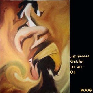 Arif Esen  Baykurt; Japanese Geisha, 2004, Original Painting Oil, 30 x 40 inches. Artwork description: 241  A Japaneese Geisha. . with complicated backround with her inner complex psychology. .  ...