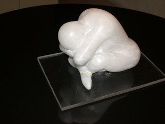 Marty Scheinberg; Contemplation, 2006, Original Sculpture Stone, 12 x 8 inches. Artwork description: 241  Translucent white alabaster Note: there is a small crack in the right foot.  It has been repaired and is stronger than any stone. It would have been $800. Won 2nd Prize at Rockville Art League Spring 2012...