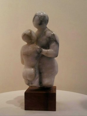 Marty Scheinberg; He And She, 2013, Original Sculpture Stone, 4 x 12 inches. Artwork description: 241  Alabaster - White/ Dark Grey/ Caramel  ...