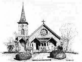 Michael Garr, 'Peace Dale Church', 1997, original Drawing Pen, 12 x 9  inches. Artwork description: 1911 Our home church,  commissioned...