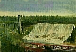 Michael Garr; American Falls, 2020, Original Painting Oil, 7 x 5 inches. Artwork description: 241 Recent visits to Niagara inspired this work...