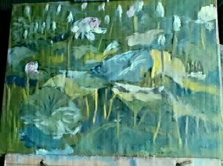 Michael Garr, 'Lotus Pond', 2015, original Painting Oil, 16 x 13  x 0.5 inches. Artwork description: 1911  Quick plein air sketch...