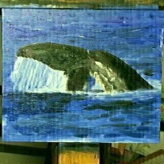 Michael Garr; Whales Tail 1, 2021, Original Painting Oil, 10 x 8 inches. Artwork description: 241 From a photo taken during a whale watch in Maui, January 2021...