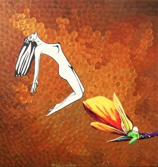 Mulumba Tshikuka; Fleur Fetish, 2015, Original Painting Acrylic, 20 x 20 inches. Artwork description: 241 Flower, woman...