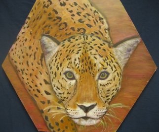 Mary V. Williams; Jaguar, 2007, Original Painting Oil, 18 x 18 inches. Artwork description: 241  Oil painting on hexagonal canvas, jaguar in the jungle. ...