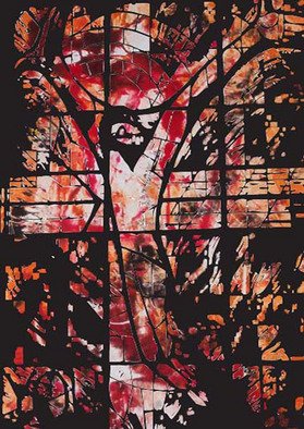 Michael Weatherly; Crucifixtion, 2012, Original Printmaking Monoprint, 10 x 13 inches. 