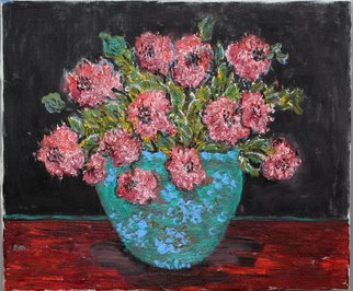 Nadia Gyulcheva; Flowers In A Blue Vase, 2019, Original Painting Oil, 54 x 46 cm. Artwork description: 241 Love to natres beauty...