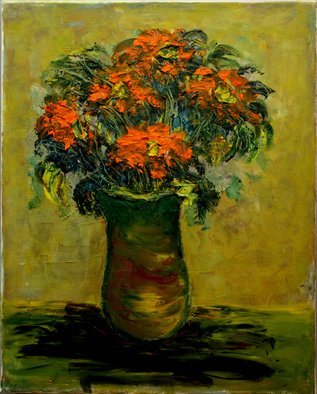 Nadia Gyulcheva; Red Flowers Impression Memory, 2017, Original Painting Oil, 40 x 50 cm. Artwork description: 241 My favourite flowers from my garden...