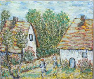 Nadia Gyulcheva; Village Afternoon, 2019, Original Painting Oil, 50 x 60 cm. Artwork description: 241 Memories from my childhood...