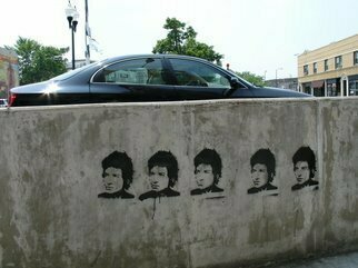 Nancy Bechtol, 'Bob Dylan On Cement', 2006, original Photography Other, 17 x 11  x 1 cm. Artwork description: 7059  Artistic stencil art public display on the chicago street ...
