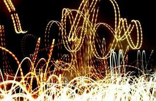 Nancy Bechtol; Light Bechtol N5, 2019, Original Photography Other, 17 x 11 inches. Artwork description: 241 Drawing with light while slo- mo, yellow, mezmerizing, lightrides, motion part of LIGHT RIDE series, 1999- 2019...