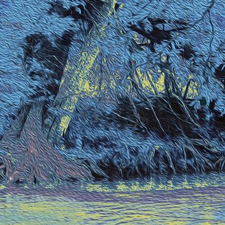 Nancy Wood; Guadalupe River Blue, 2019, Original Digital Painting, 20 x 16 inches. Artwork description: 241 Computer enhanced photograph on aluminum...