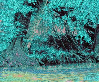 Nancy Wood; Guadalupe River Cyan, 2017, Original Digital Art, 20 x 16 inches. Artwork description: 241 Computer enhanced photo on aluminum panel...