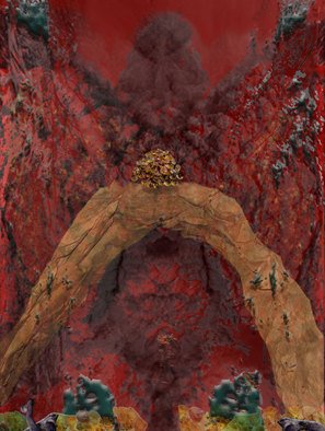 Nancy Ungar; Puyehue, 2011, Original Digital Art,   inches. Artwork description: 241  We worship the ancient god of volcanoes with golden gems. ...
