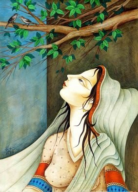 Shahid Rana; The Hope, 2012, Original Watercolor, 14 x 11 inches. Artwork description: 241 this is miniature realistic painting, painted by shahid rana, it is original work, water color on cardboard. ...