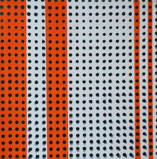 Natalia Sofyina; Orange Rhythm, 2013, Original Painting Oil, 24 x 24 inches. Artwork description: 241  geometric, abstract, painting, oil on canvas, green, orange, dots, shapes, composition, shadows, illusion, flat  ...
