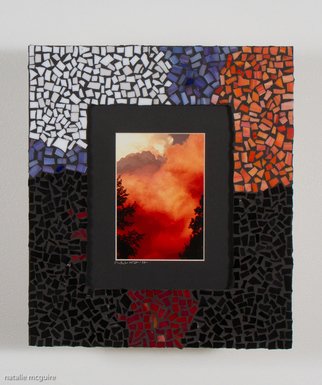 Natalie Mcguire; Eruption, 2016, Original Mosaic, 14 x 16 inches. Artwork description: 241 mosaic, photography, natalie mcguire, sunset, clouds, reflection, red, orange, black...