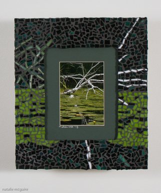 Natalie Mcguire; Fallen Birch, 2015, Original Mixed Media, 14 x 16 inches. Artwork description: 241 mosaic, photography, water, green, cattails, birch tree, lime green, turtle...