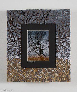 Natalie Mcguire; Frosted Tree, 2015, Original Mixed Media, 14 x 15 inches. Artwork description: 241 frost, tree, gray, black, grass, fog scene, natalie mcguire, photography, mosaic...