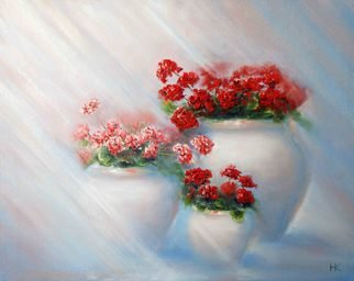 Nataly Kartseva; Geranium, 2017, Original Painting Oil, 50 x 40 cm. Artwork description: 241 Flowers Pelargonium. Shine...