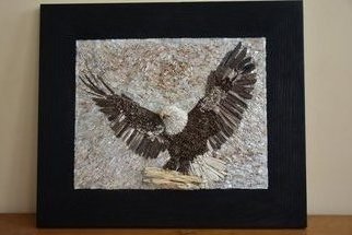 Natasa Ribac; Mosaic Eagle, 2018, Original Mosaic, 37 x 29 cm. Artwork description: 241 This artwork is made of natural stones, petrified wood, semi- precious stone and crystals.  Inspired by the beauty I see in eagles, this artwork can either be hung or used as a trivet.  The piece comes in oak burnt wood frame.  This artwork has 3D details, like ...