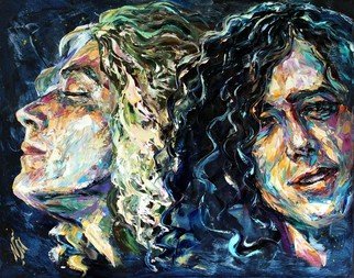 Natasha Mylius; Led Zeppelin, 2009, Original Painting Oil, 30 x 24 inches. Artwork description: 241   impressionism, portrait, musicians, led zeppelin  ...