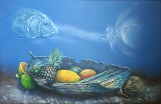Nelson Madero; Offering Underwater, 2011, Original Painting Oil, 110 x 67 cm. Artwork description: 241   Nelson Madero, surrealism, cuba  ...