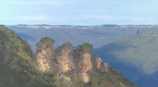 Terry Dower; Three Sisters,Katoomba Bl..., 2013, Original Painting Oil, 25 x 15 cm. Artwork description: 241       Oil and Gesso on board                ...