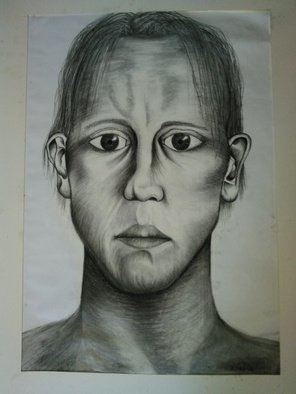 Nicole Brennan; Self Portrait, 2002, Original Drawing Charcoal, 23 x 33 inches. 