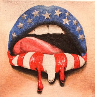Nicole Ford; USA, 2016, Original Painting Acrylic, 8 x 8 inches. Artwork description: 241  lips, USA, drips, drops, paint, sexy,  ...