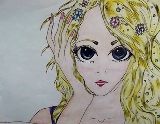 Nicole Pereira; Manga Girl 1, 2013, Original Drawing Pencil, 11 x 8.5 inches. Artwork description: 241               