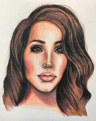 Nicole Pereira; Lana Del Rey Celebrity, 2017, Original Drawing Pencil, 9 x 12 inches. Artwork description: 241 Lana Del Rey Celebrity Portrait...