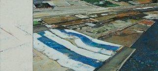 Alain Nicolet; Blue And White 02, 2011, Original Painting Acrylic, 41 x 19 cm. Artwork description: 241   urban and sea space  ( diptych)blue line, white, street,   ...