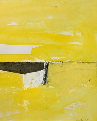 Alain Nicolet; Giallo E Nero 01, 2021, Original Painting Acrylic, 26 x 32 cm. Artwork description: 241 This painting belongs to a series started in 2020, and whose approach is built on a certain search for spatial and chromatic writing. ...