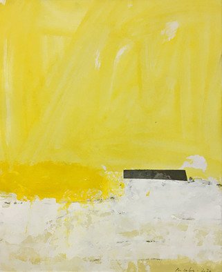 Alain Nicolet; Giallo E Nero 02, 2021, Original Painting Acrylic, 26 x 32 cm. Artwork description: 241 This painting belongs to a series started in 2020, and whose approach is built on a certain search for spatial and chromatic writing. ...