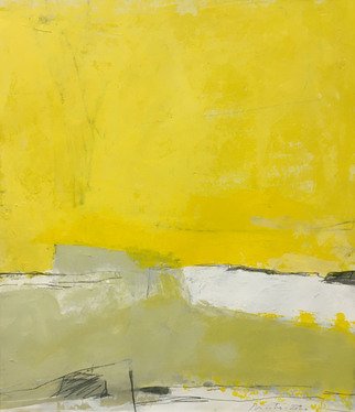 Alain Nicolet; Giallo E Nero 03, 2021, Original Painting Acrylic, 26 x 32 cm. Artwork description: 241 This painting belongs to a series started in 2020, and whose approach is built on a certain search for spatial and chromatic writing. ...