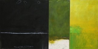 Alain Nicolet; Verde E Linha, 2011, Original Painting Acrylic, 91 x 46 cm. Artwork description: 241 Acrylic, canvas, gren, black, line, yellow...